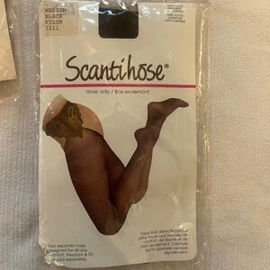 Vintage 1980s Scantihose Stockings and Garter Belt Black Sz M